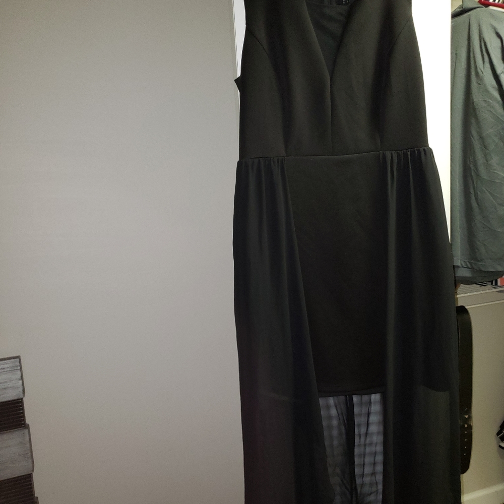 Black dress with train